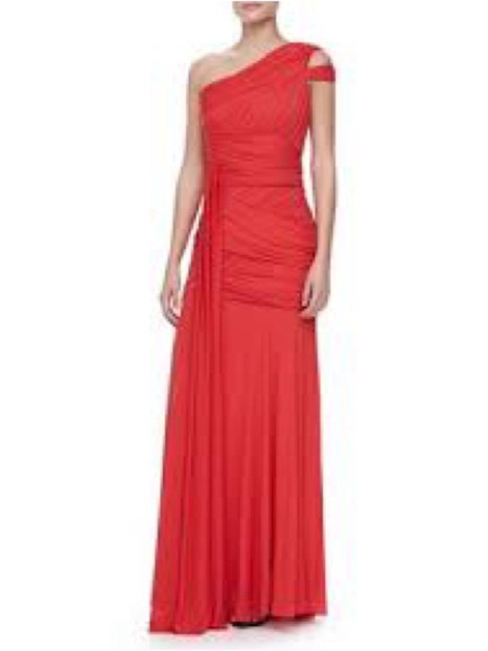 Halston Heritage Red One-Shoulder Draped Evening Gown